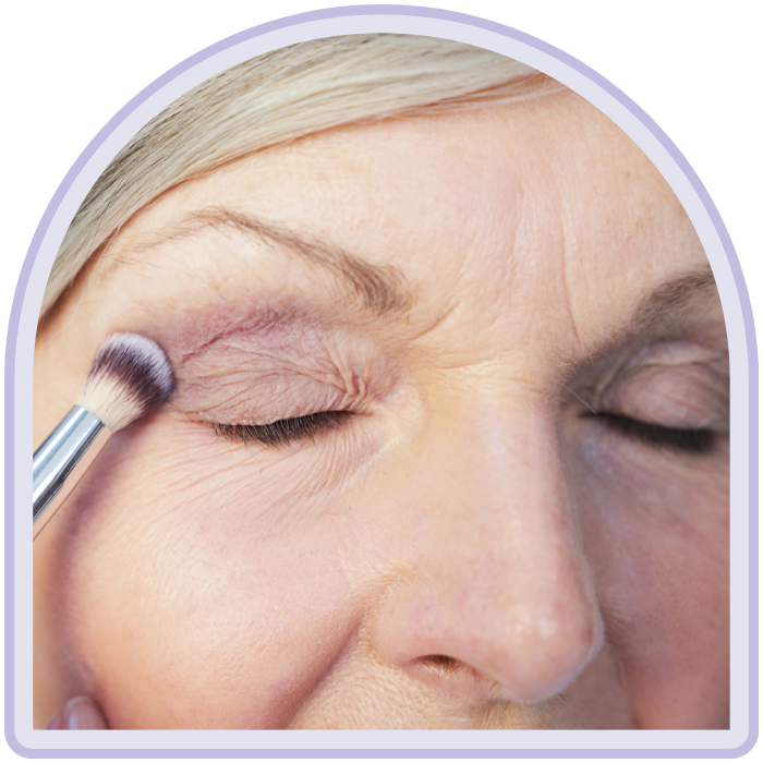 Evenly sweep the lightest shade all over your eyelids Blend the middle shade along your socket line in a soft arch with Brush 7 to add natural depth