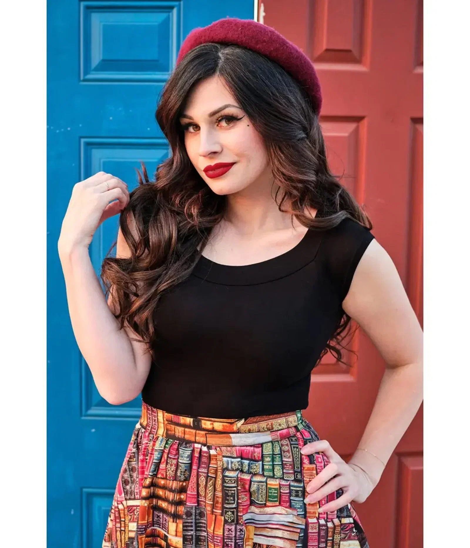 Image of Retrolicious Black Retro Boat Neck Knit Top