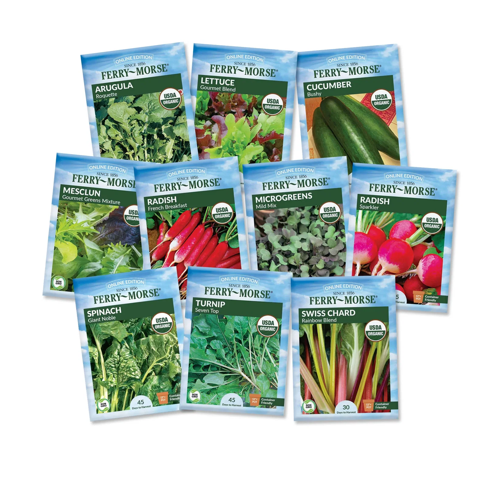 Image of Quick-Grow Organic Vegetable Seed Variety Pack - 10 Pack