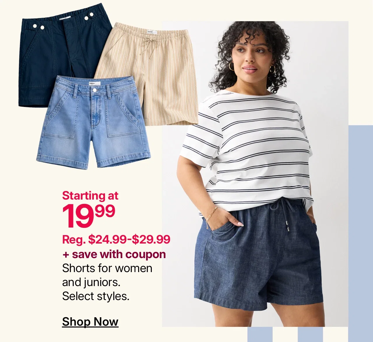 starting at $19.99 shorts for women