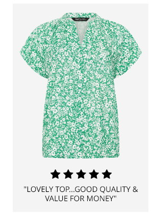M&Co Green Floral Print Short Sleeve Blouse