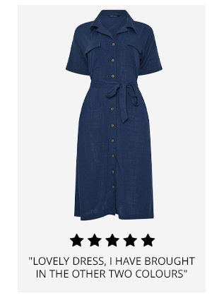 M&Co Navy Blue Linen Shirt Dress