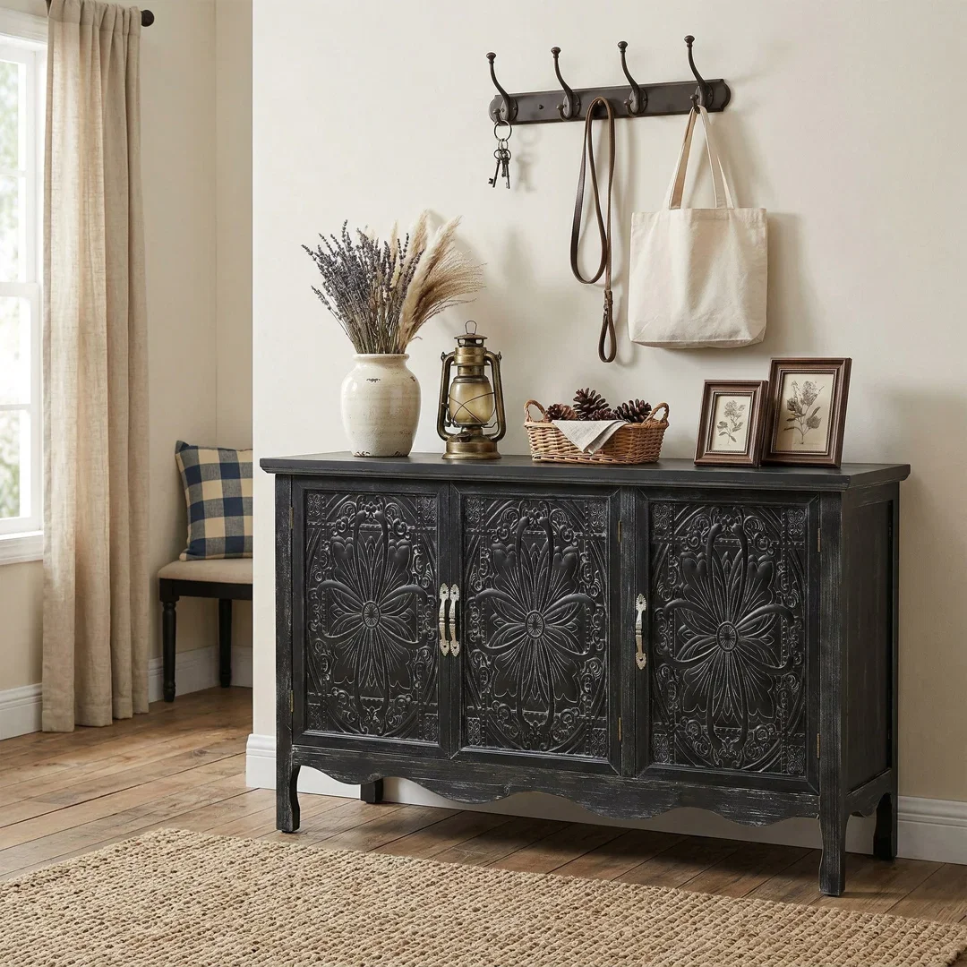 Irim Solid Wood Vintage Vibe Accent Cabinet
