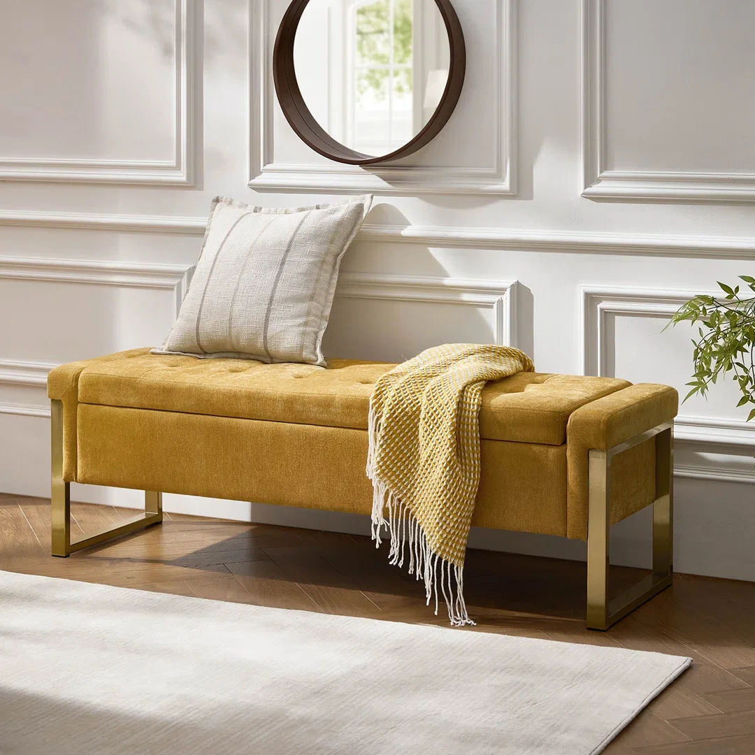 Shanieka 55.3'' W Upholstered Flip Top Storage Bench