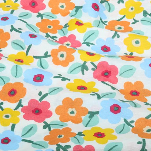 Canvas Beschichtet - Blumen Weiß Multicolor