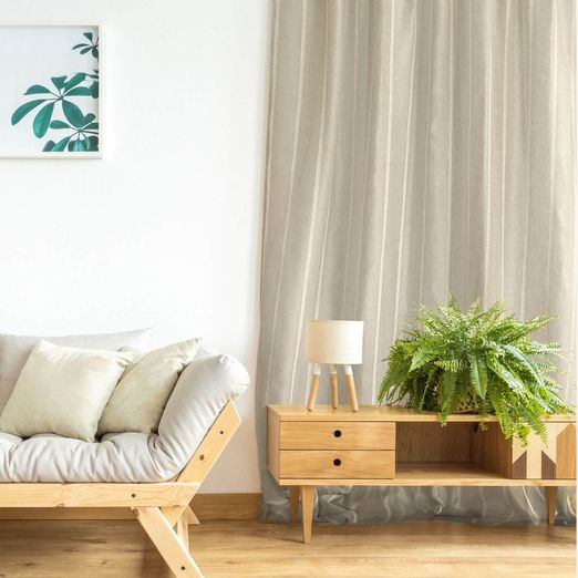 Nachhaltiger Vorhangstoff – Extrabreit 310 cm, Natur mit feinen Streifen