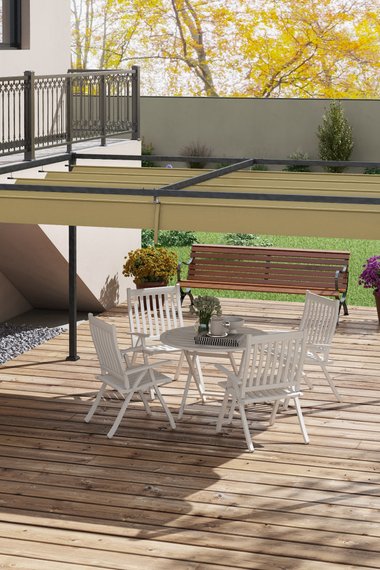Metal Pergola Gazebo Patio Sunshelter Retractable Canopy