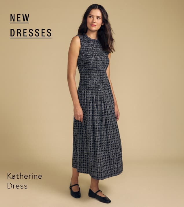 Image shows a model wearing the Katherine Dress in Multi.
