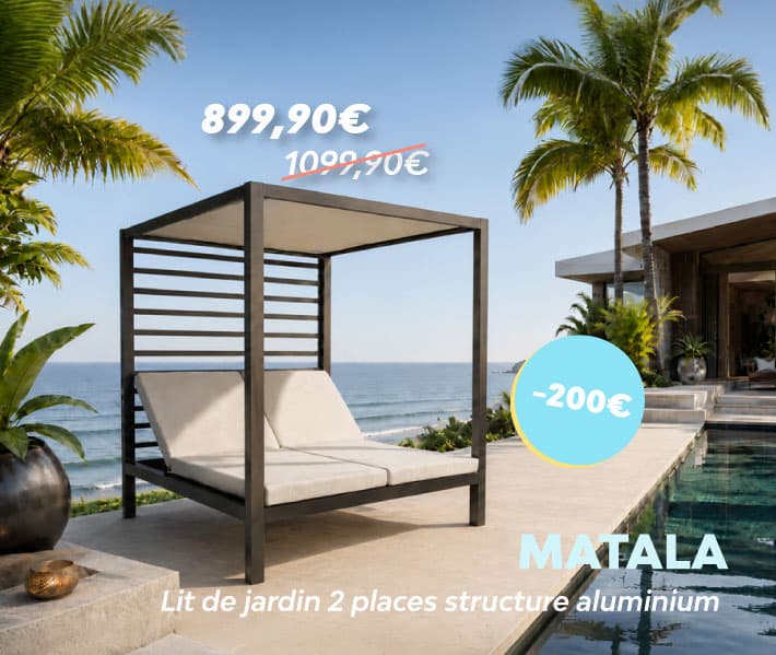 Lit de jardin 2 places structure aluminium MATALA