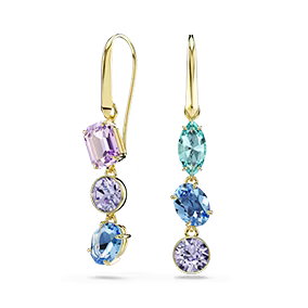 Pendientes Gema, diseño asimétrico, tallas mixtas, multicolores, baño en tono oro