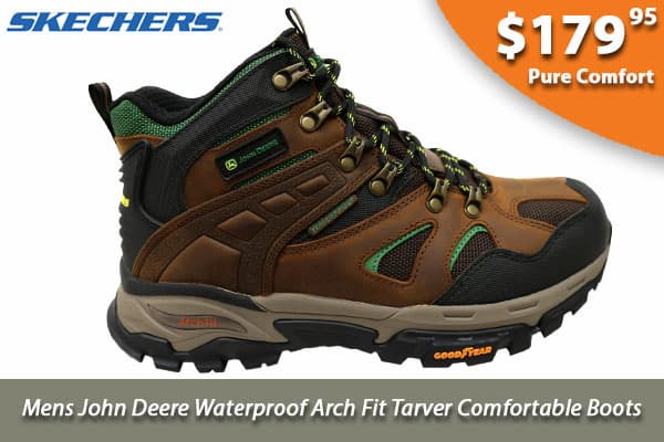 Skechers Mens John Deere Waterproof Arch Fit Tarver Comfortable Boots