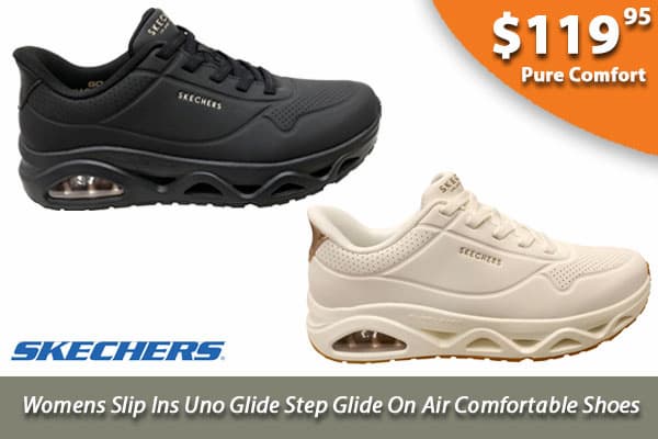 Skechers Womens Slip Ins Uno Glide Step Glide On Air Comfortable Shoes