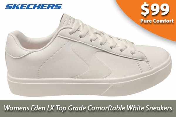 Skechers Womens Eden LX Top Grade Comfortable White Sneakers