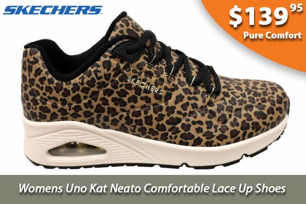 Skechers Womens Uno Kat Neato Comfortable Lace Up Shoes