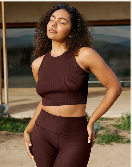 On Repeat Rib High Neck Cropped Tank