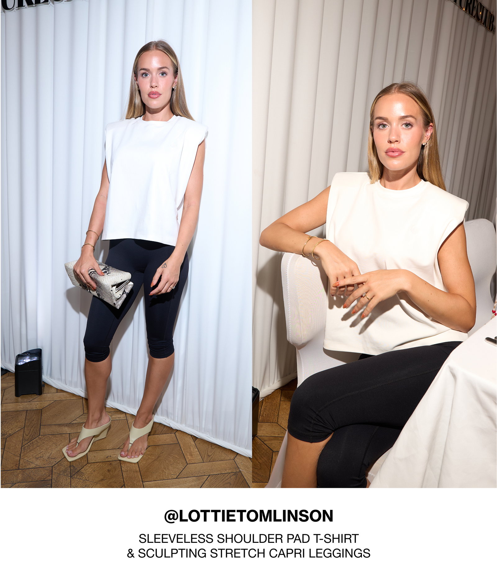 SLEEVELESS SHOULDER PAD T-SHIRT