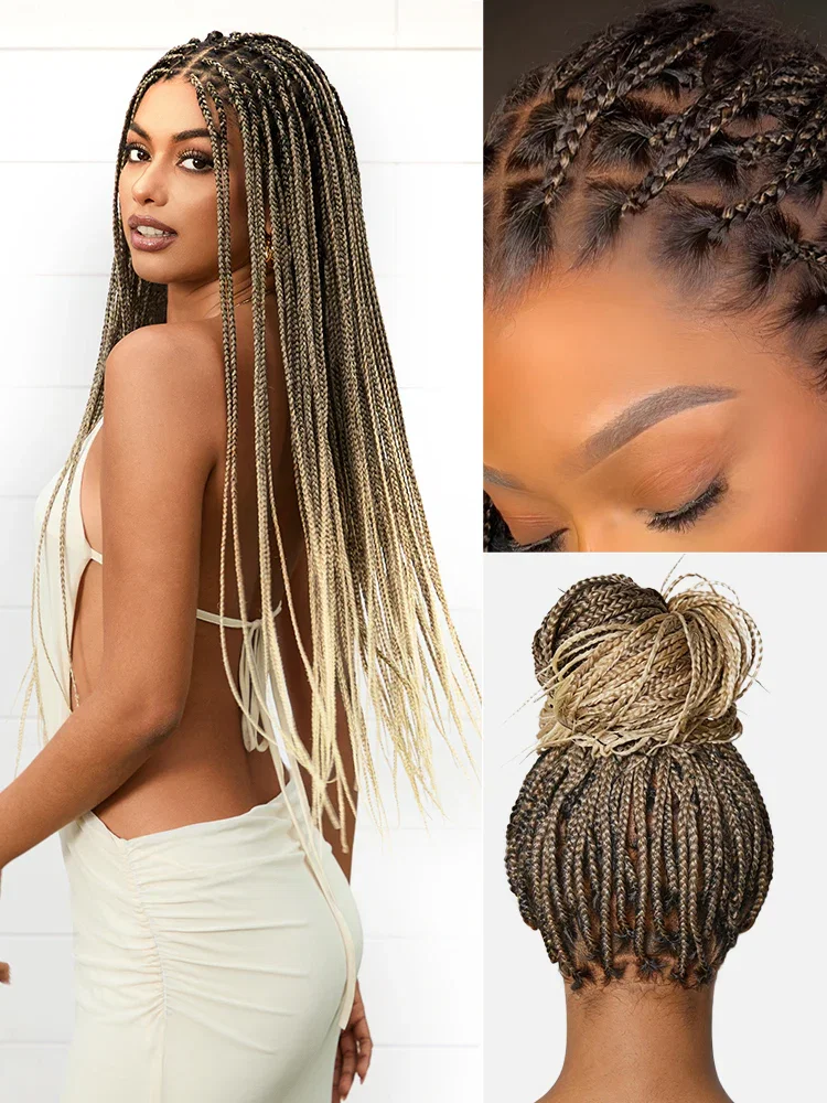 Image of OwnScalp™ 613 Blonde Lightweight Salon-Like Braids with a Real Scalp Look Full HD Lace Knotless Box Braided Wig Drawstring Cap - US Only