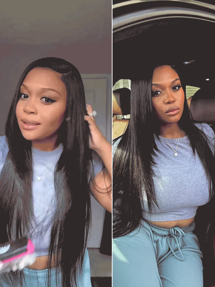 Image of Luvme All-Day Comfort™ Wig 180% Density Butterfly Cut Layered Light Yaki Straight Glueless 7x6 Closure HD Lace Human Hair Wig Pre-Cut Lace