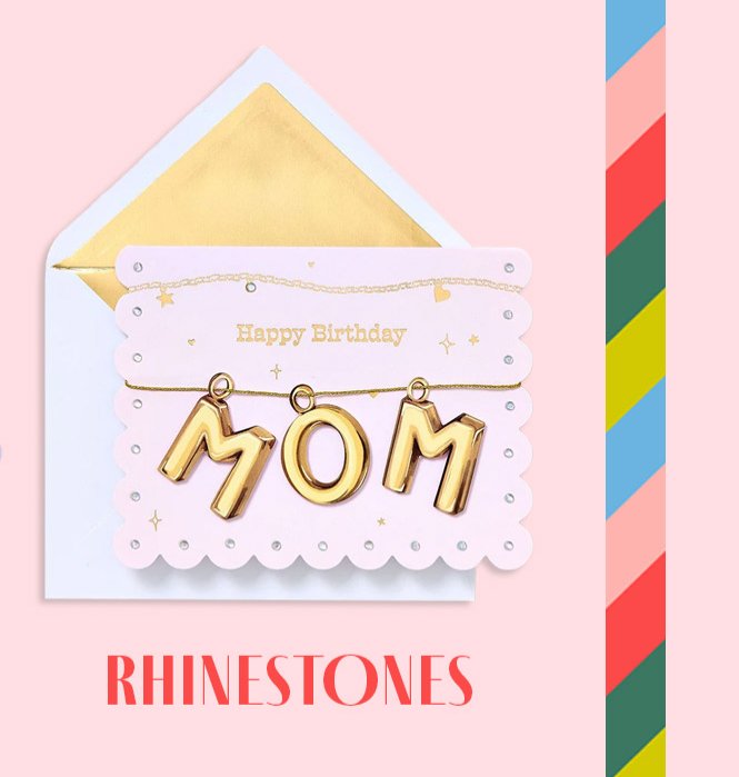 Gold Mom Charm Embellished Birthday Card