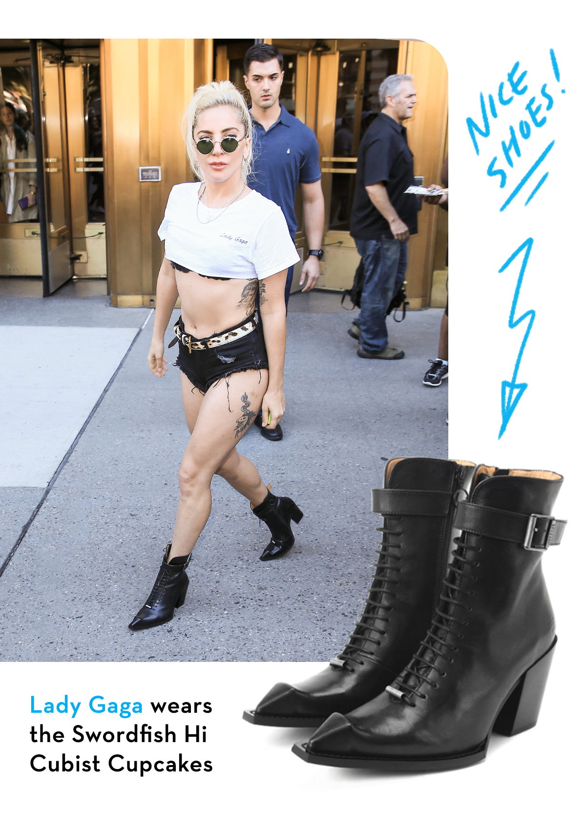 Lady Gaga wears a pair of Fluevog pointed boots while walking out in New York City