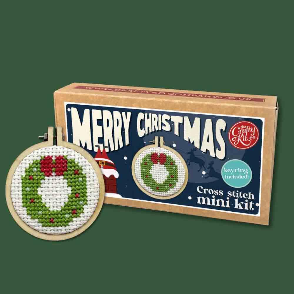 Image of Merry Christmas - Mini Matchbox Cross Stitch Kit - The Crafty Kit Co.