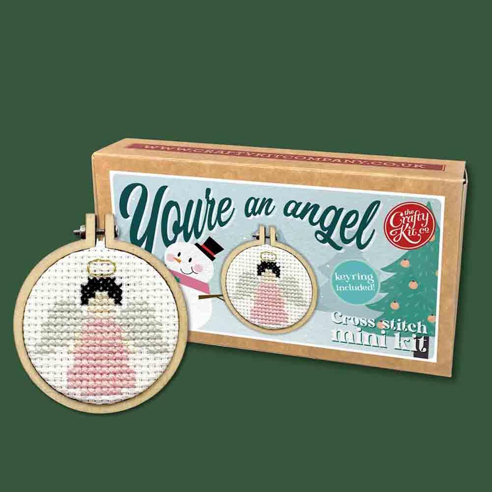 Image of You're An Angel - Mini Matchbox Christmas Cross Stitch Kit - The Crafty Kit Co.