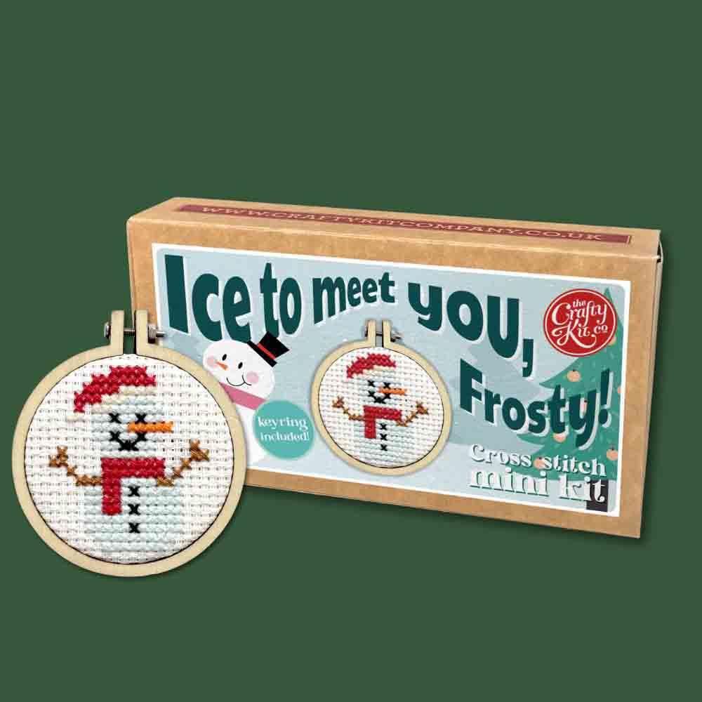 Image of Ice To Meet You, Frosty! - Mini Matchbox Cross Stitch Kit - The Crafty Kit Co.
