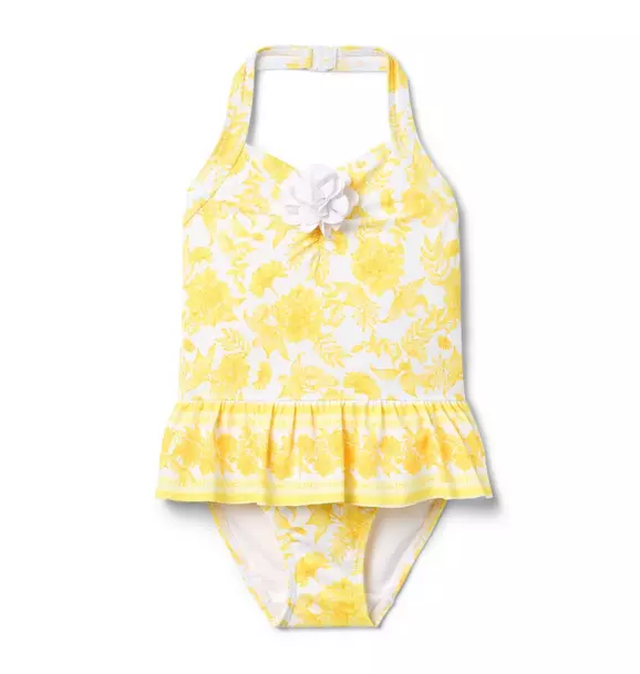 Image of Floral Peplum Rosette Swimsuit