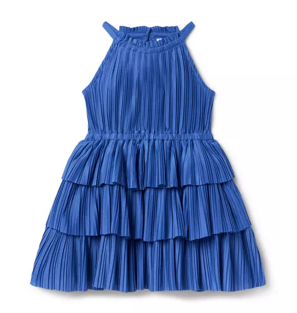 Image of Pleated Tiered Ruffle Dress