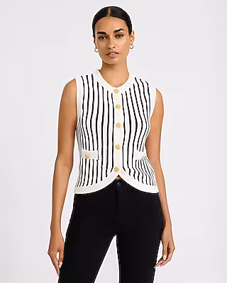 Cotton Striped Novelty Button Sweater Vest