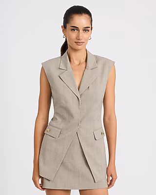 Lightweight Textured V-Neck Notch Lapel Cutaway Blazer Vest