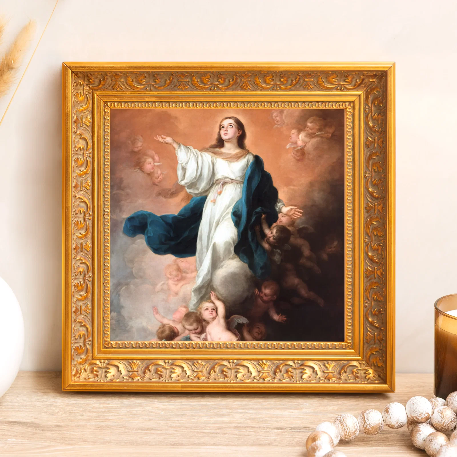 The Assumption of the Virgin Framed Canvas - Sacred Mini Collection