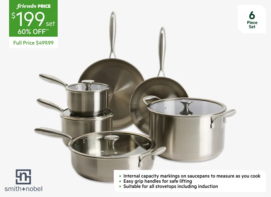 Smith+Nobel Milano 6 Piece Stainless Steel Cookset