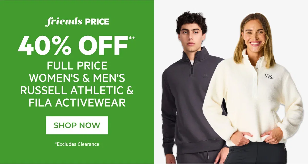 40% Off full price russell athletic & Fila activewear