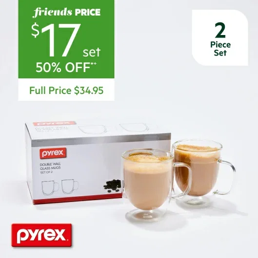 Pyrax Double Wall 2pc Mug Set