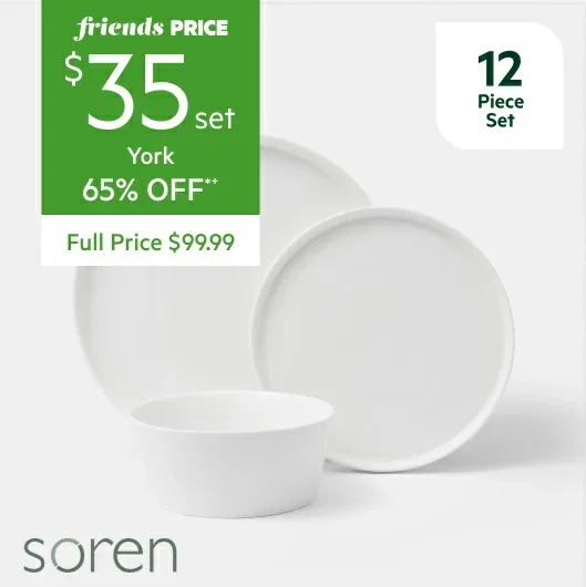 Soren York, Merridale or Margot 12pc Dinner Set