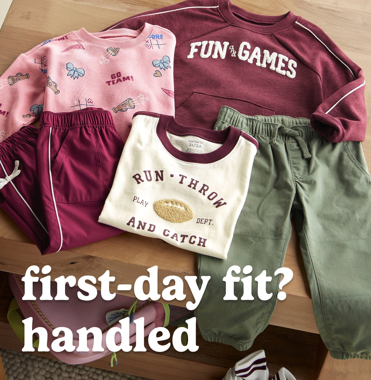first-day fit? handled | Prep For Back To School | Pleated skirts, crews, and track sets that go way beyond gym class.  | Shop up to 40% off*