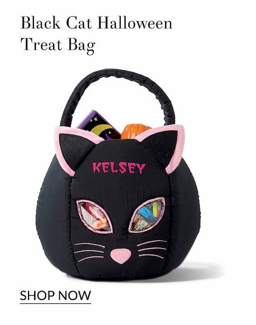 Black cat halloween treat bag
