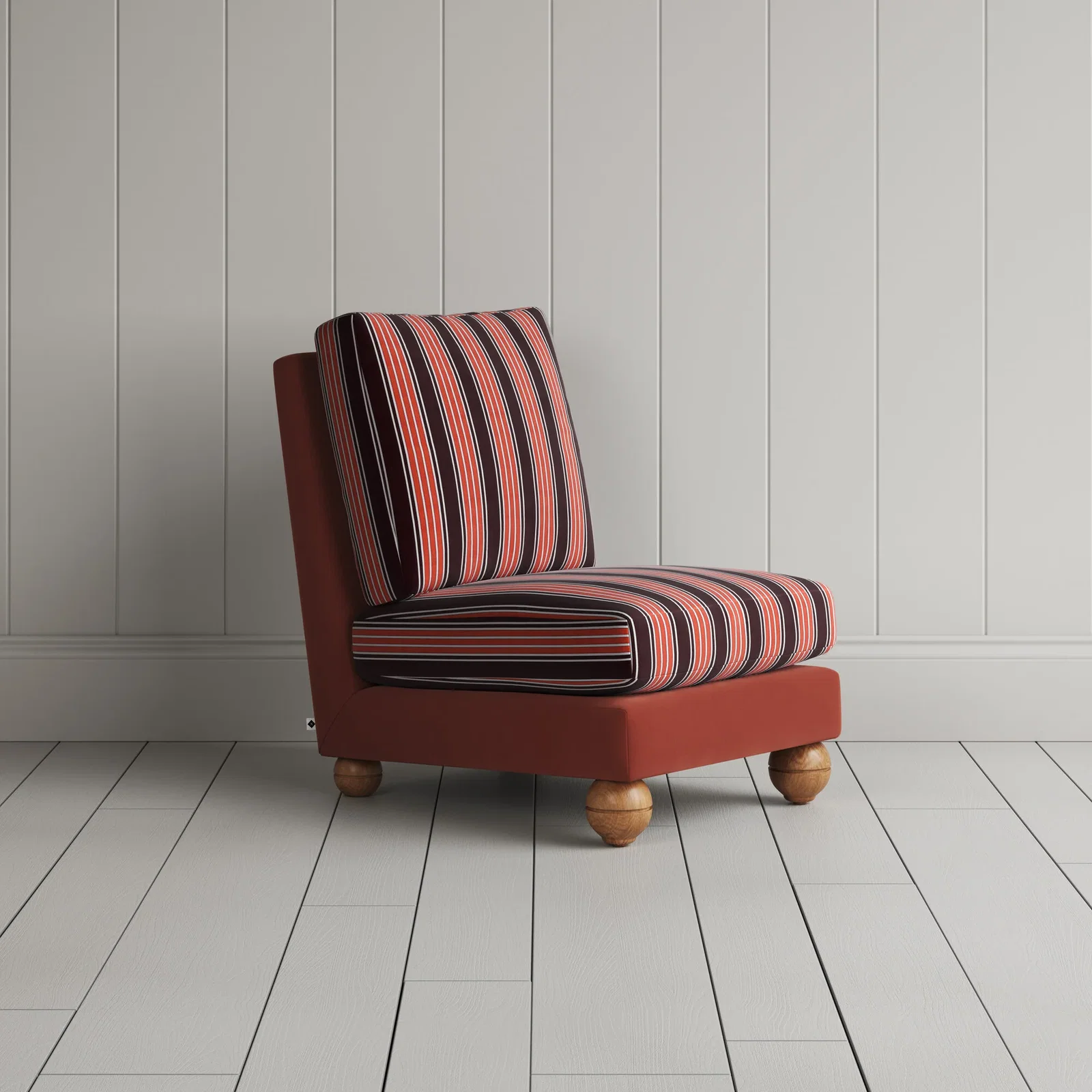 Image of Perch Slipper Armchair in Intelligent Velvet Sienna Frame and Regatta Flame Seat