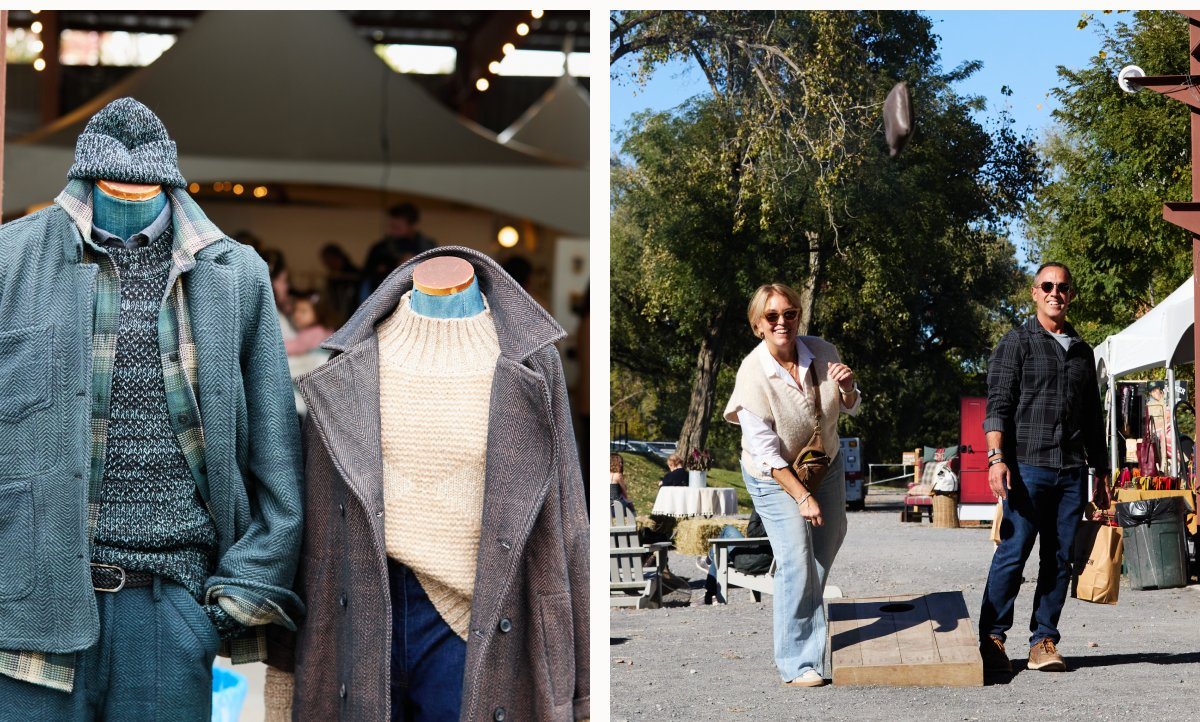 Fall market showcases fashion displays and outdoor shopping event scenes.