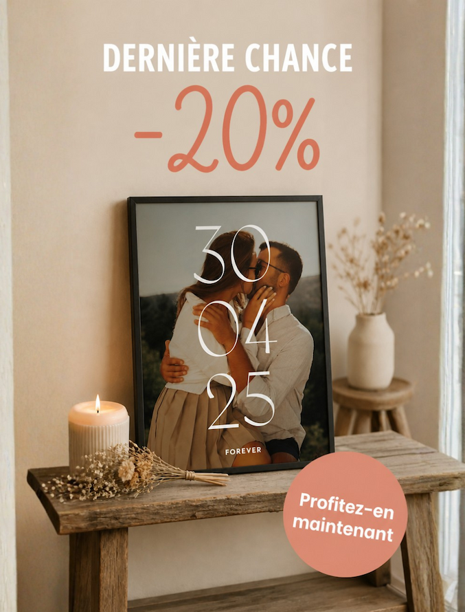 20% de réduction cadeaux de mariage compte à rebours