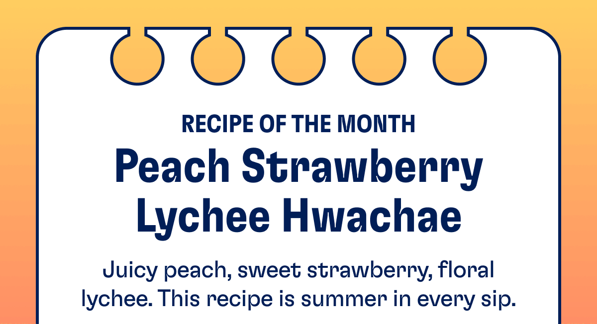 Recipe of The Month | Peach Strawberry Lychee Hwachae | Juicy peach, sweet strawberry, floral lychee. This recipe is summer in every sip.