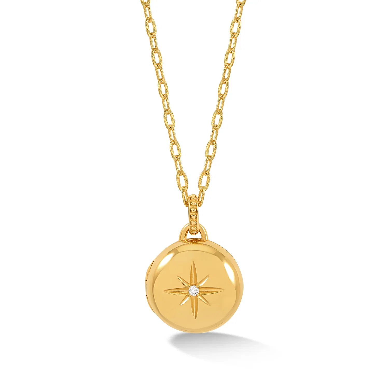 Image of Round 'Starburst' Diamond Photo Locket