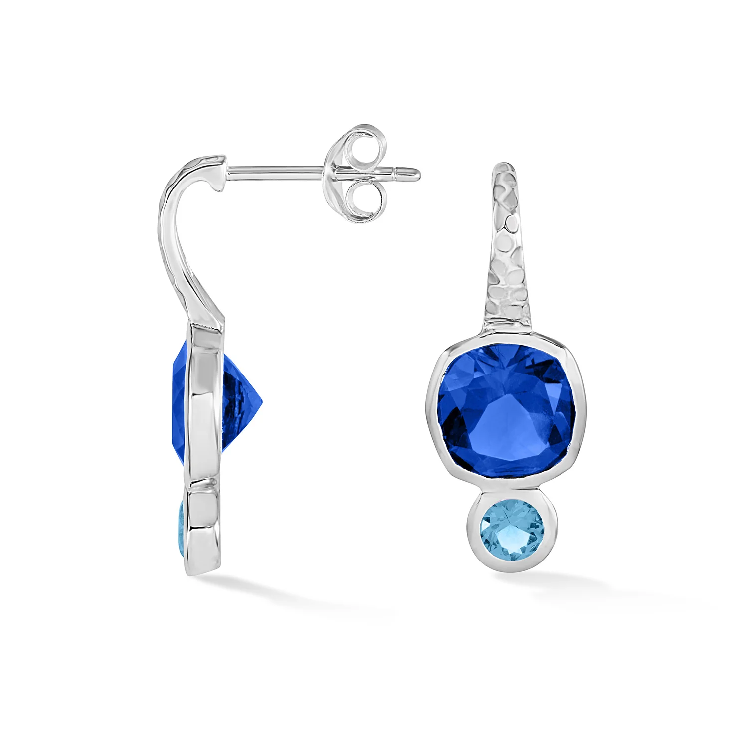 Image of Cobalt Blue Hammered Hoop Earrings