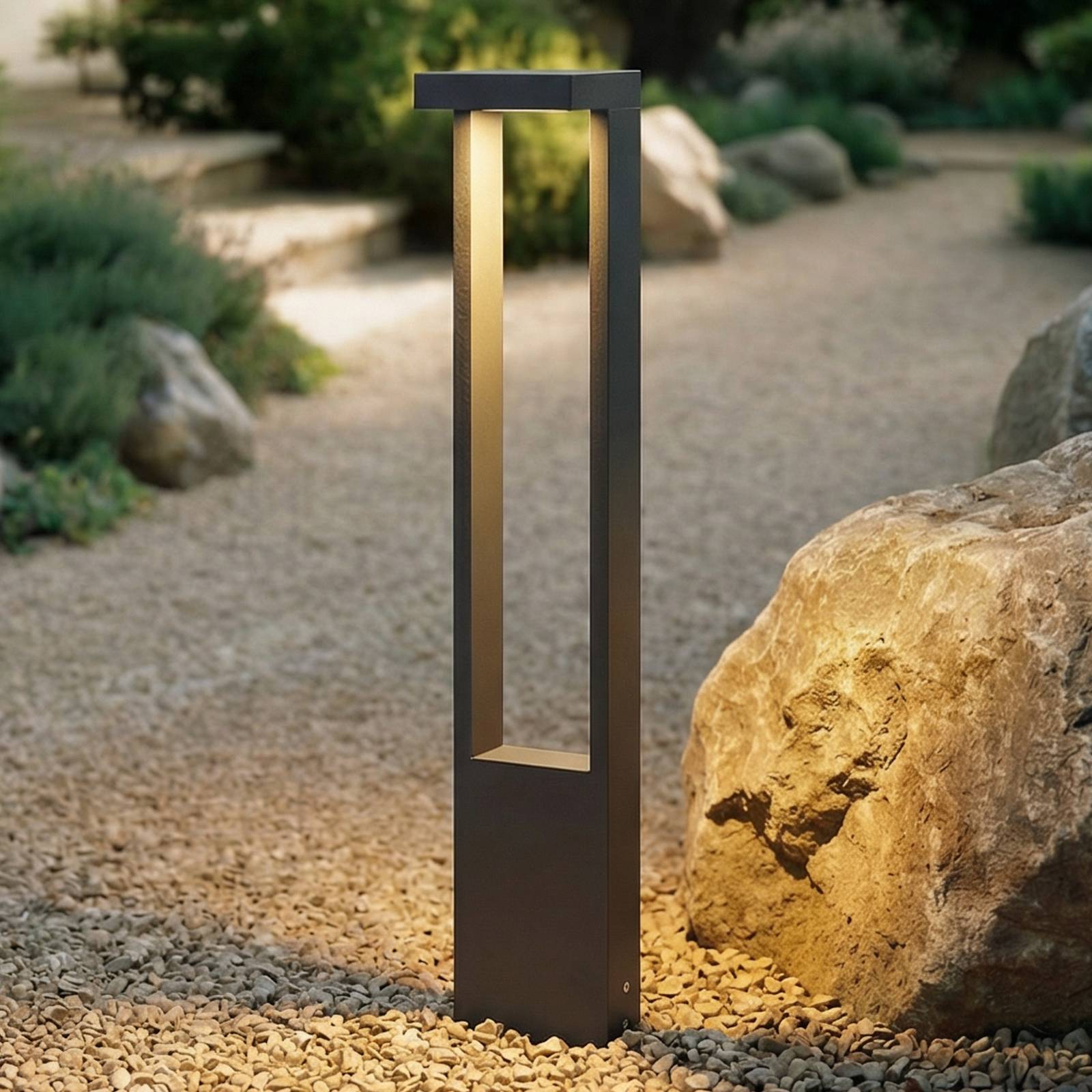 Lindby, bolardo luminoso LED Lonete, altura 65 cm, antracita, IP65