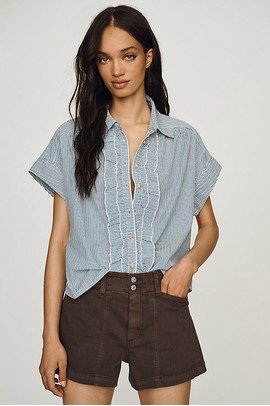 Pilcro Ruffle-Front Shirt