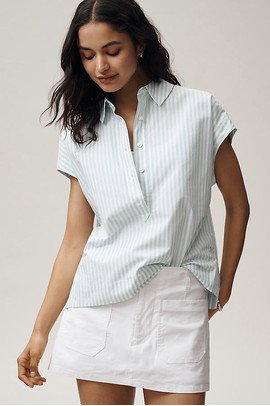 Maeve 100% Cotton Sleeveless Buttondown Shirt