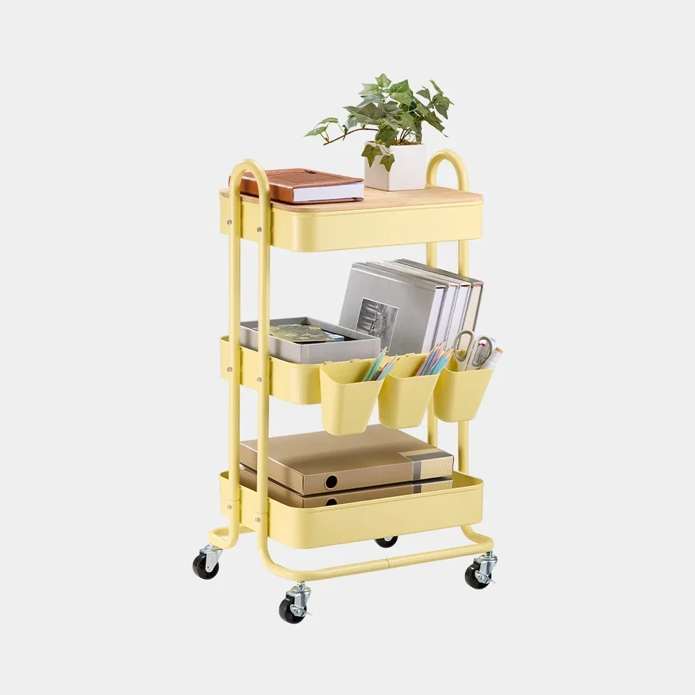Image of Yellow Storage Trolley on Wheels