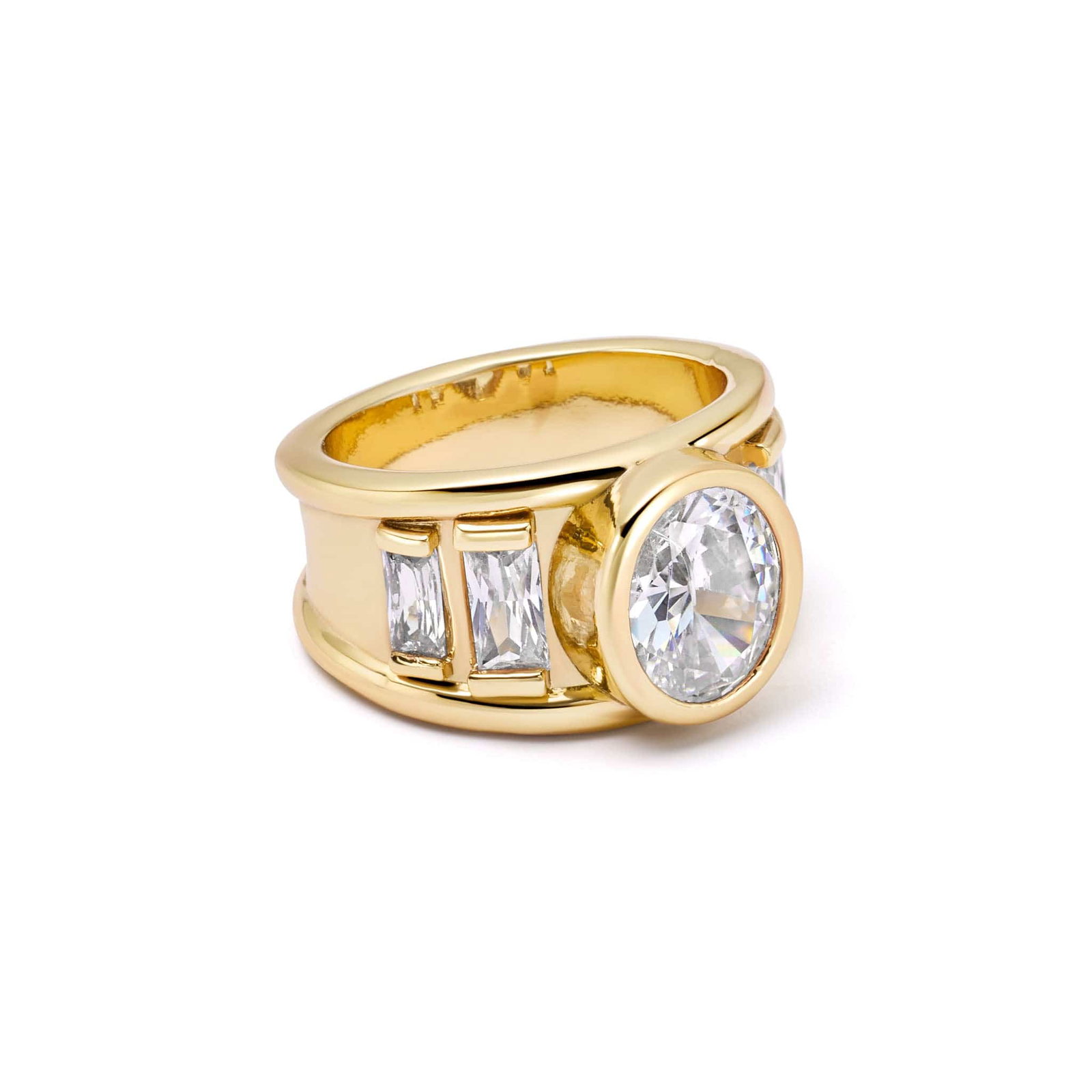 Image of Polly Crystal Chunky Ring 18ct Gold Plate
