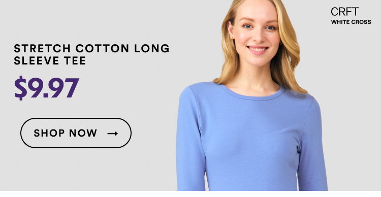 Stretch Cotton Long Sleeve Tee | $9.97 | Shop Now